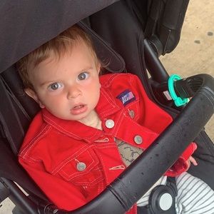 Vintage baby jean jacket denim red 2T